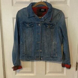 Women's Denim Jacket with Red Accents